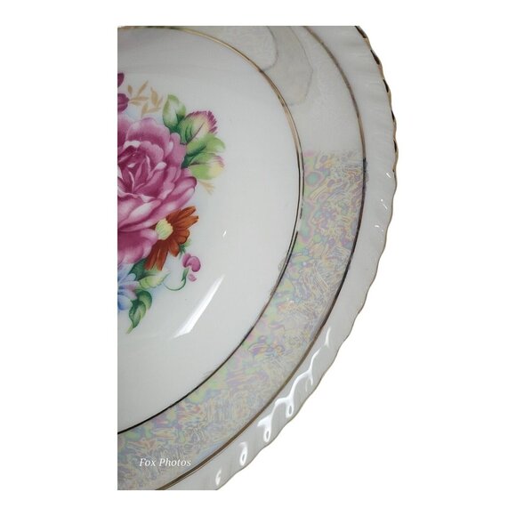 Vintage Ugaco Ceramics Japan Hand Painted Rose Bowl 7.5" Round Gold Gilded - Picture 5 of 9